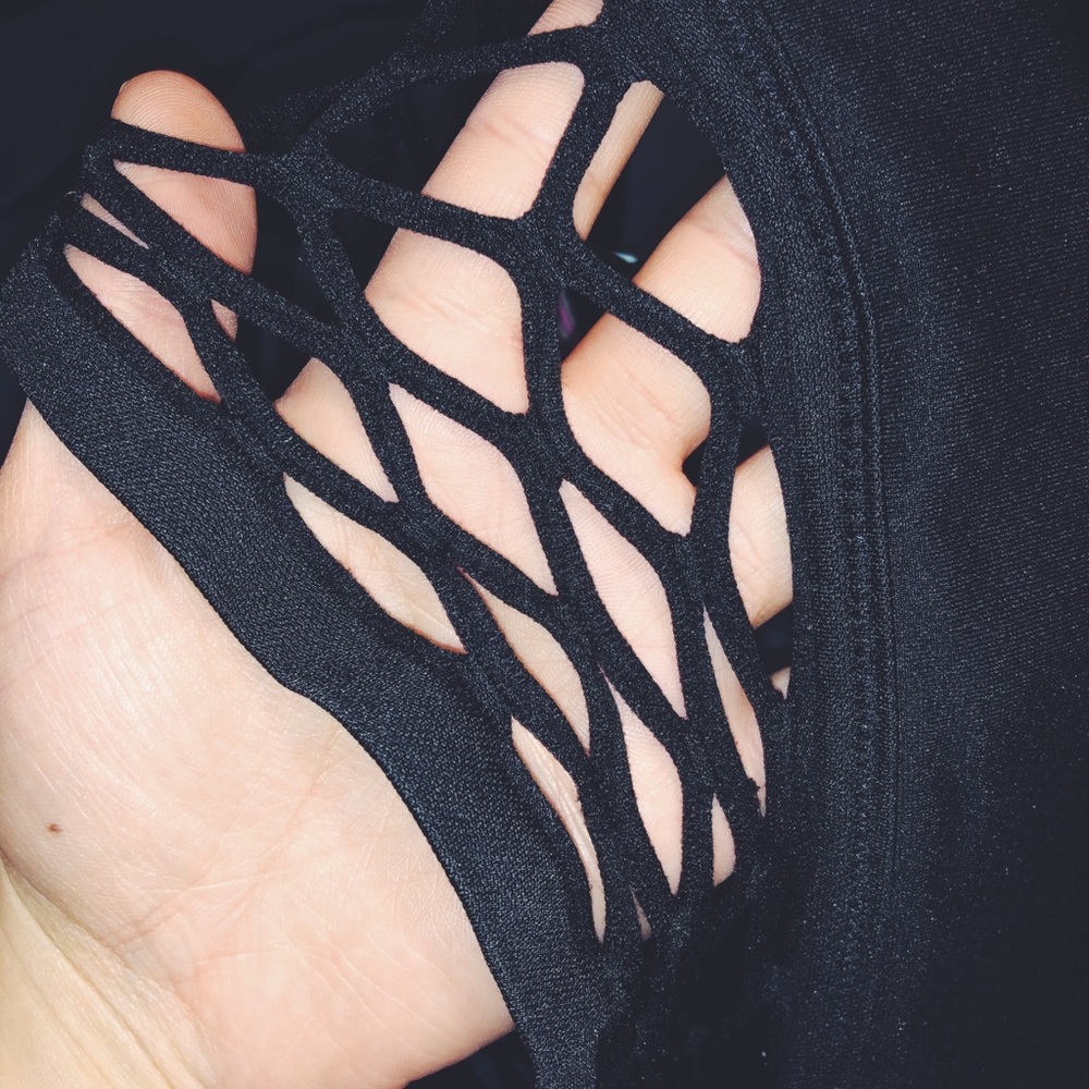 Sexy fishnet mesh sports bra